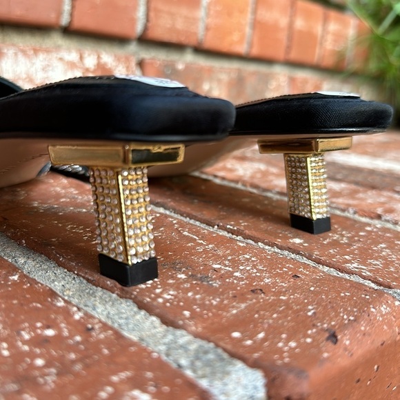 Good‎ American Kickstand Slide Kitten Heel Sandals Black Diamond Size 6.5 - Picture 5 of 9